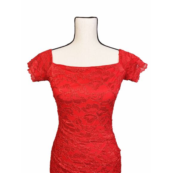 Betsy & Adam Square Neck Lace Overlay Sheath Dress - Picture 4 of 10